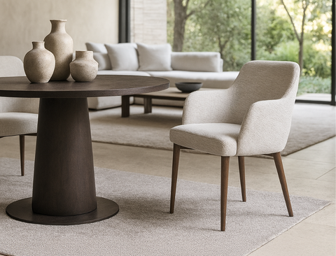 Charles Fabric Dining Arm Chair, Beige Sand - Pet Friendly Fabric