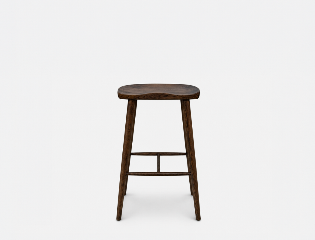 Cleo Solid Wood Bar Stool, Dark Walnut