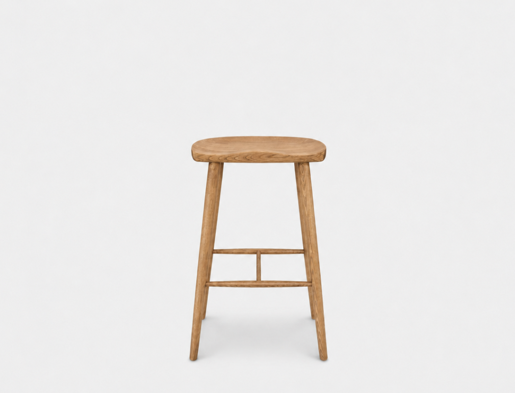 Cleo Solid Wood Bar Stool, Natural