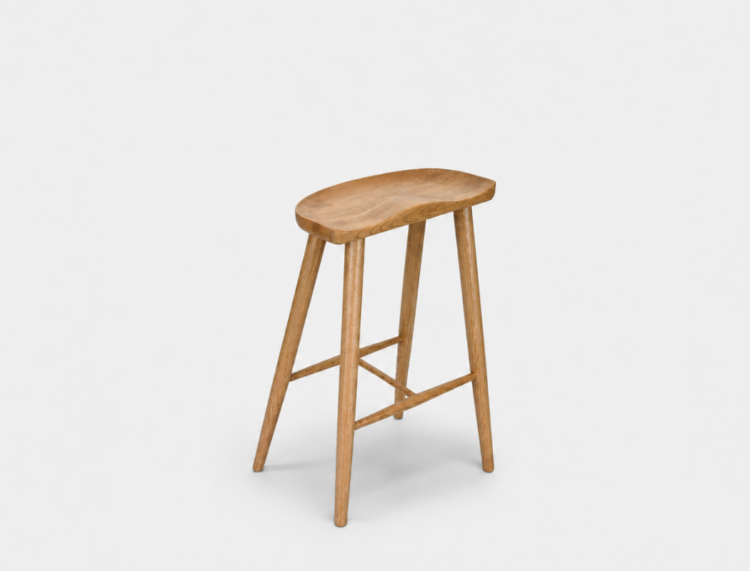 Cleo Solid Wood Bar Stool, Natural