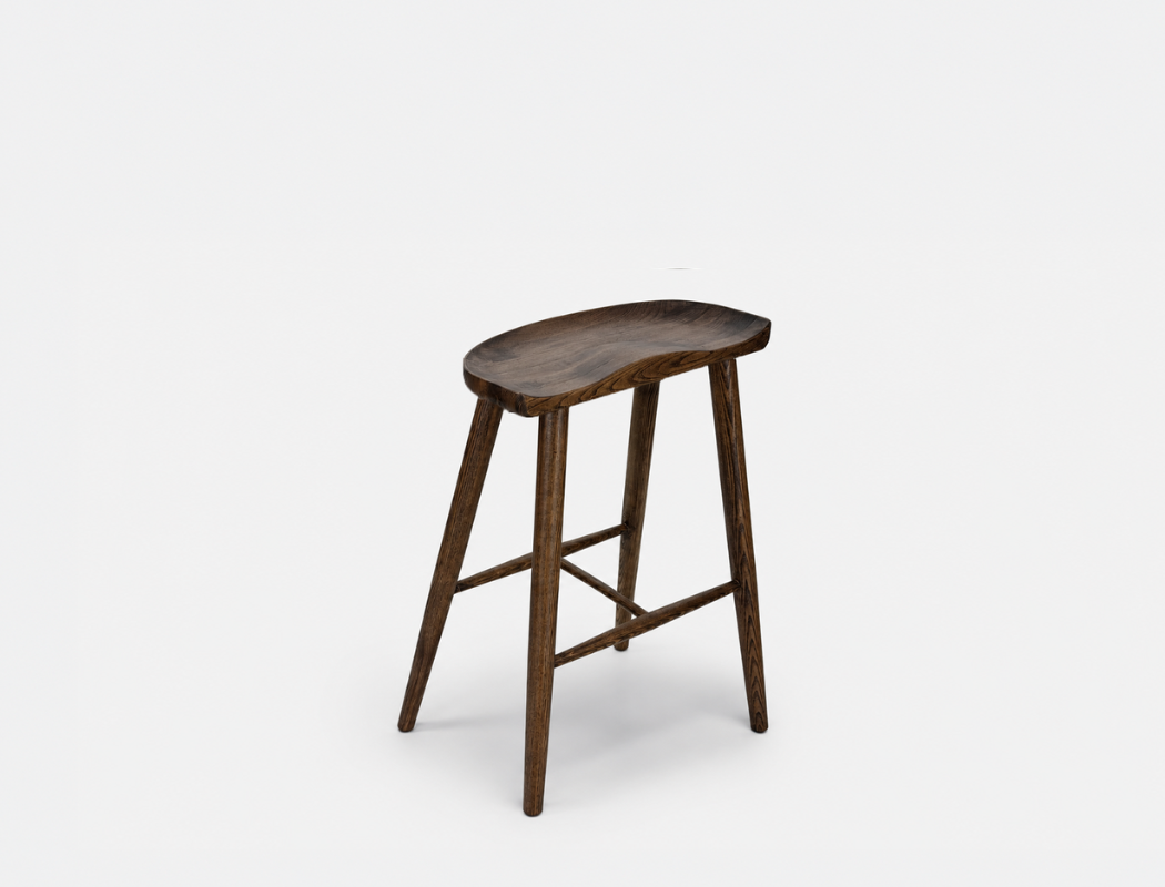 Cleo Solid Wood Counter Stool, Dark Walnut