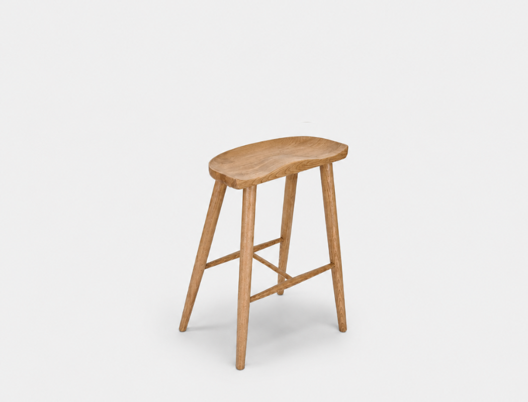 Cleo Solid Wood Counter Stool, Natural