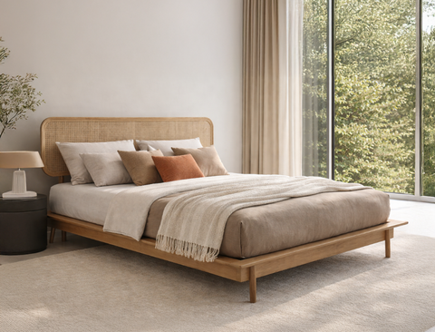 Coco Rattan Bed Frame, Queen (AS-IS)