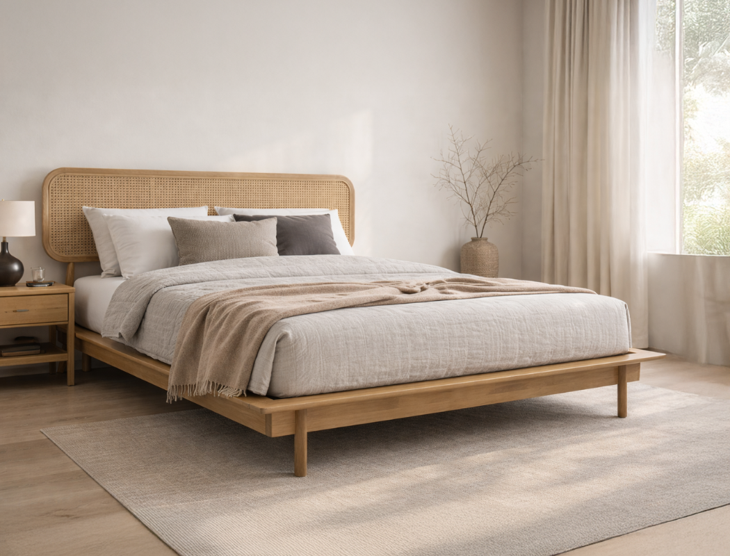 Coco Rattan Bed Frame, Queen (AS-IS)