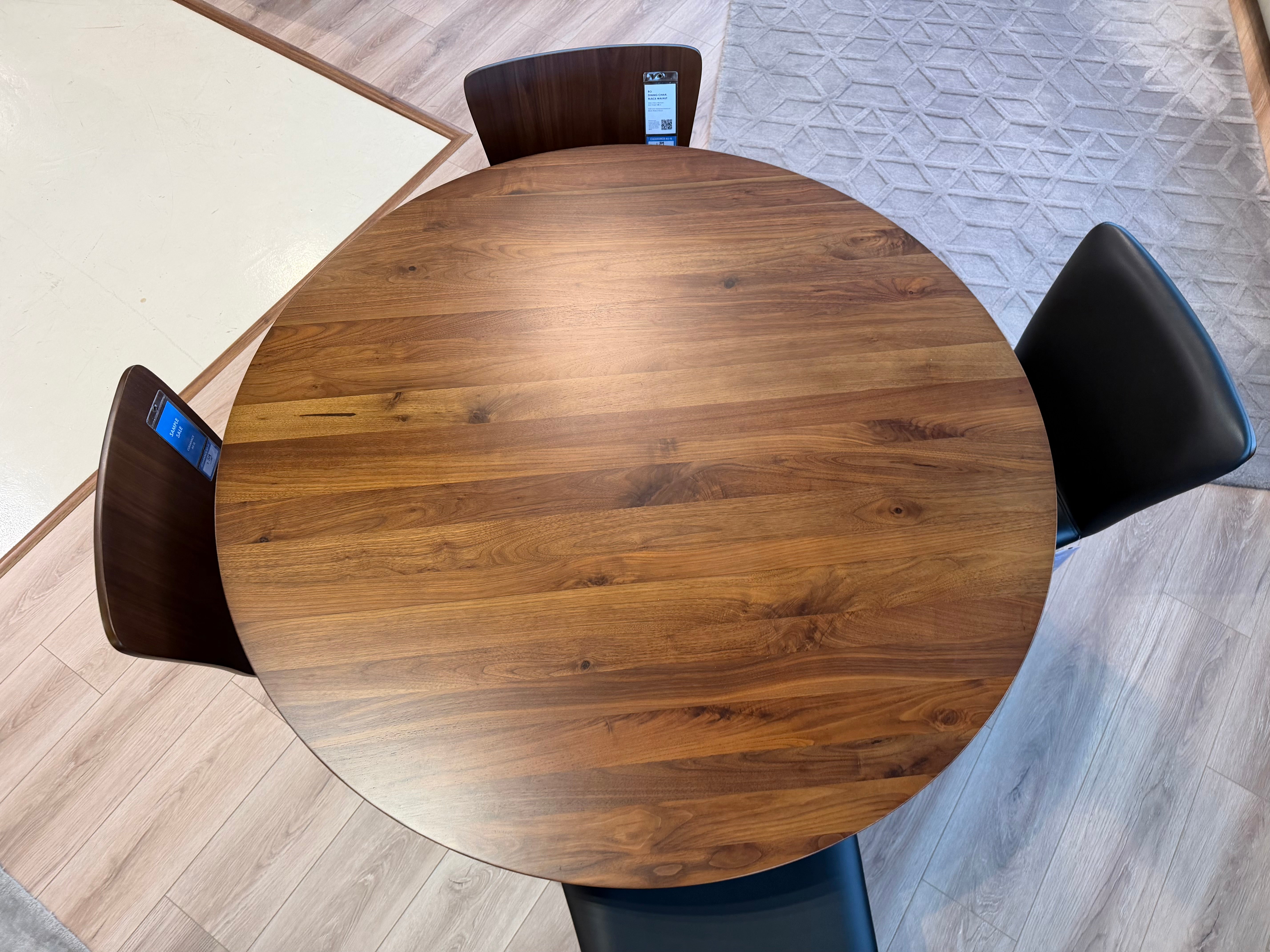 Axel Round Solid Wood Dining Table (120cm), American Black Walnut