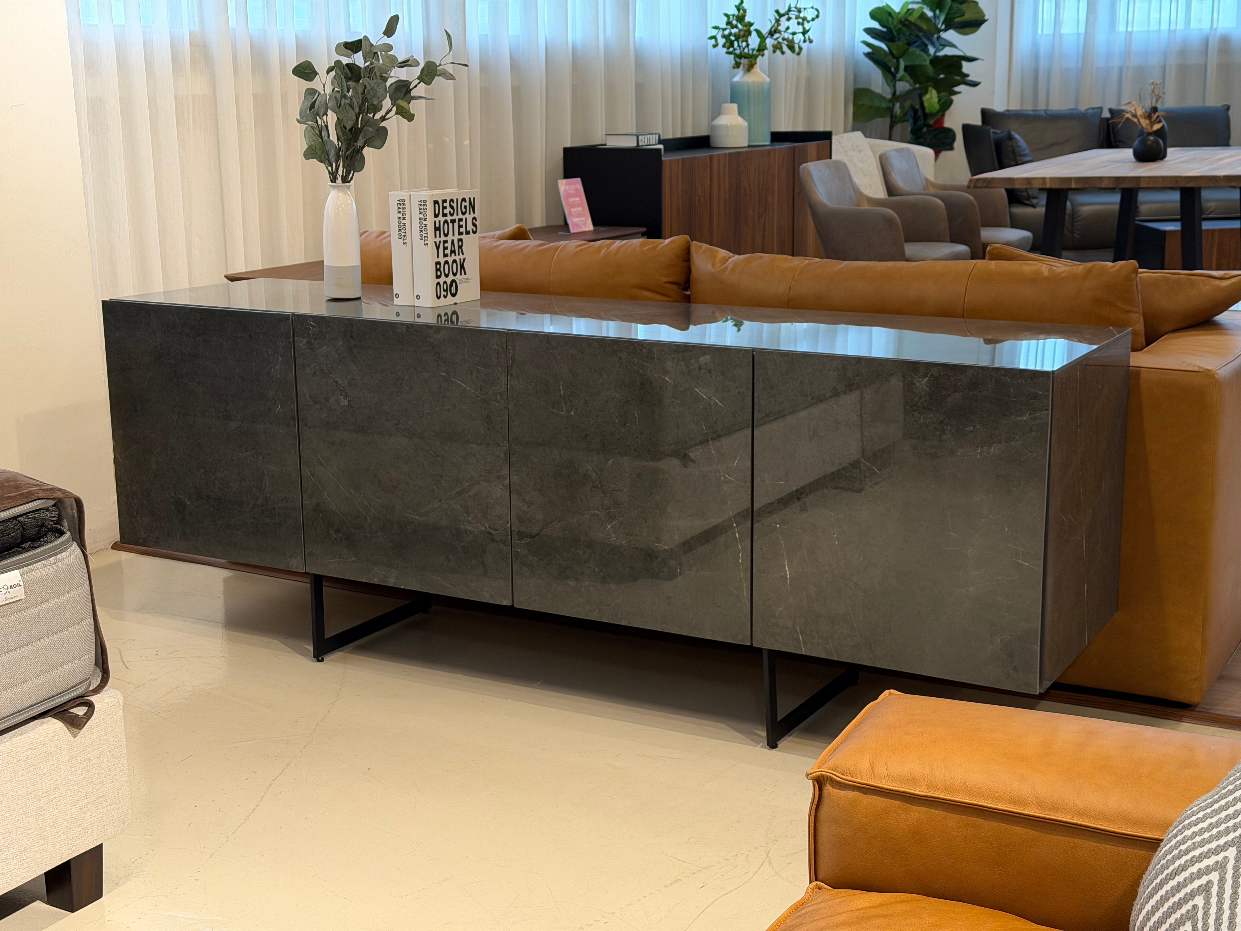 Etna Sintered Stone Sideboard, Grey (Glossy)