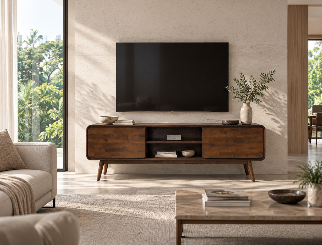 Dalton Wood TV Console (180cm), Dark Walnut
