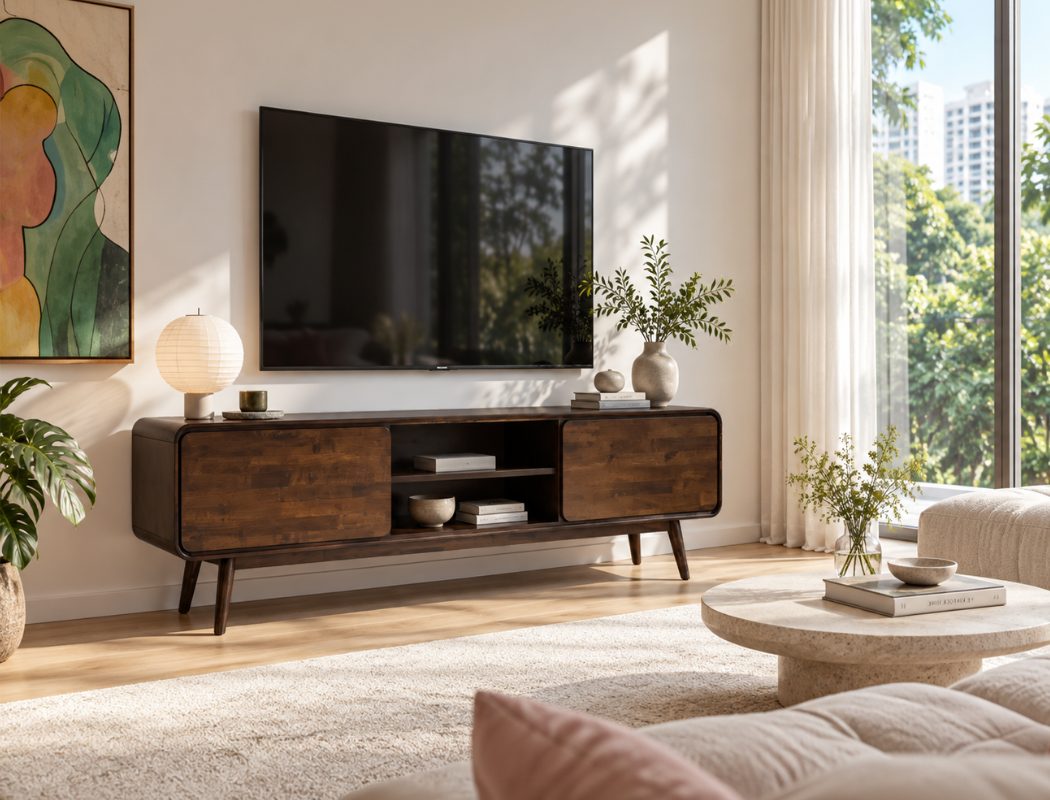 Dalton Wood TV Console (180cm), Dark Walnut