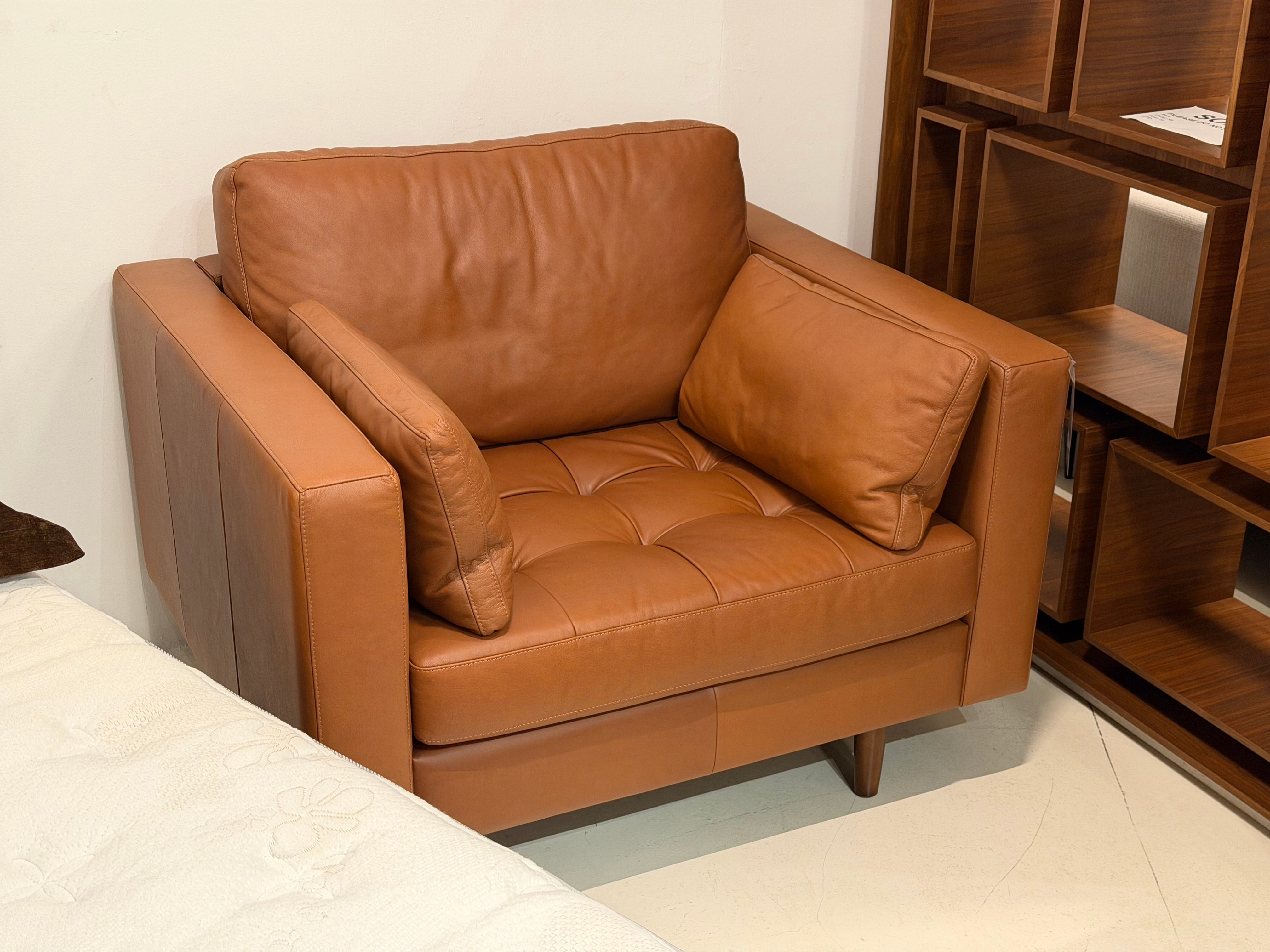 Boston Leather Armchair, Cinnamon Brown