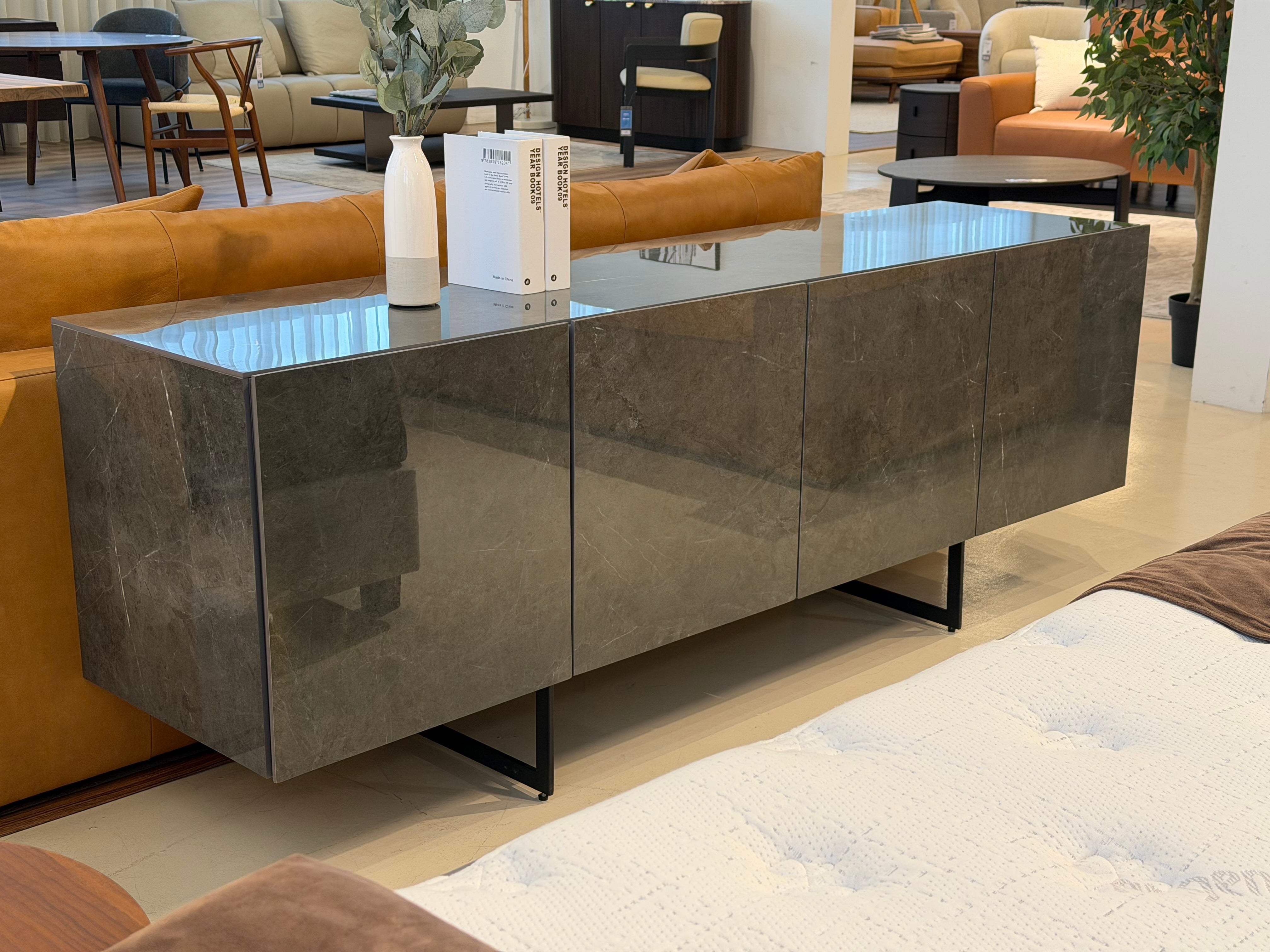 Etna Sintered Stone Sideboard, Grey (Glossy)