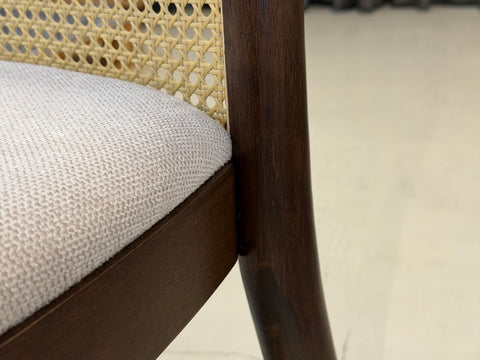 Finn Rattan Dining Chair, Frost White - Water Repellent Fabric