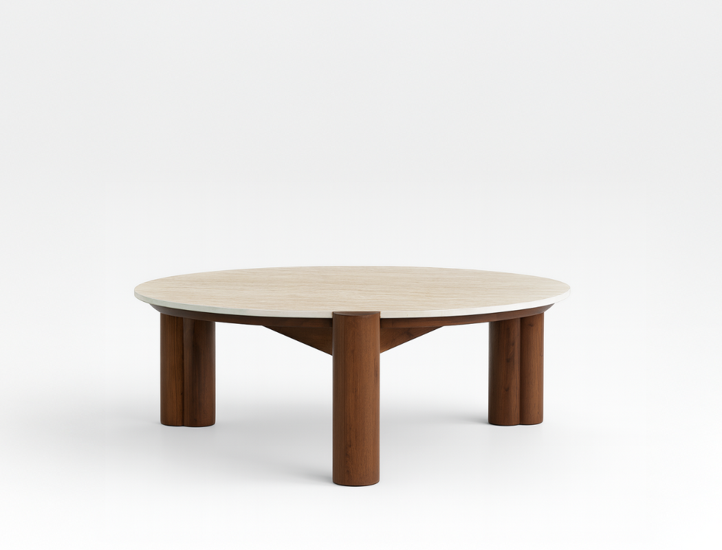 Ellis Travertine Coffee Table, Sintered Stone