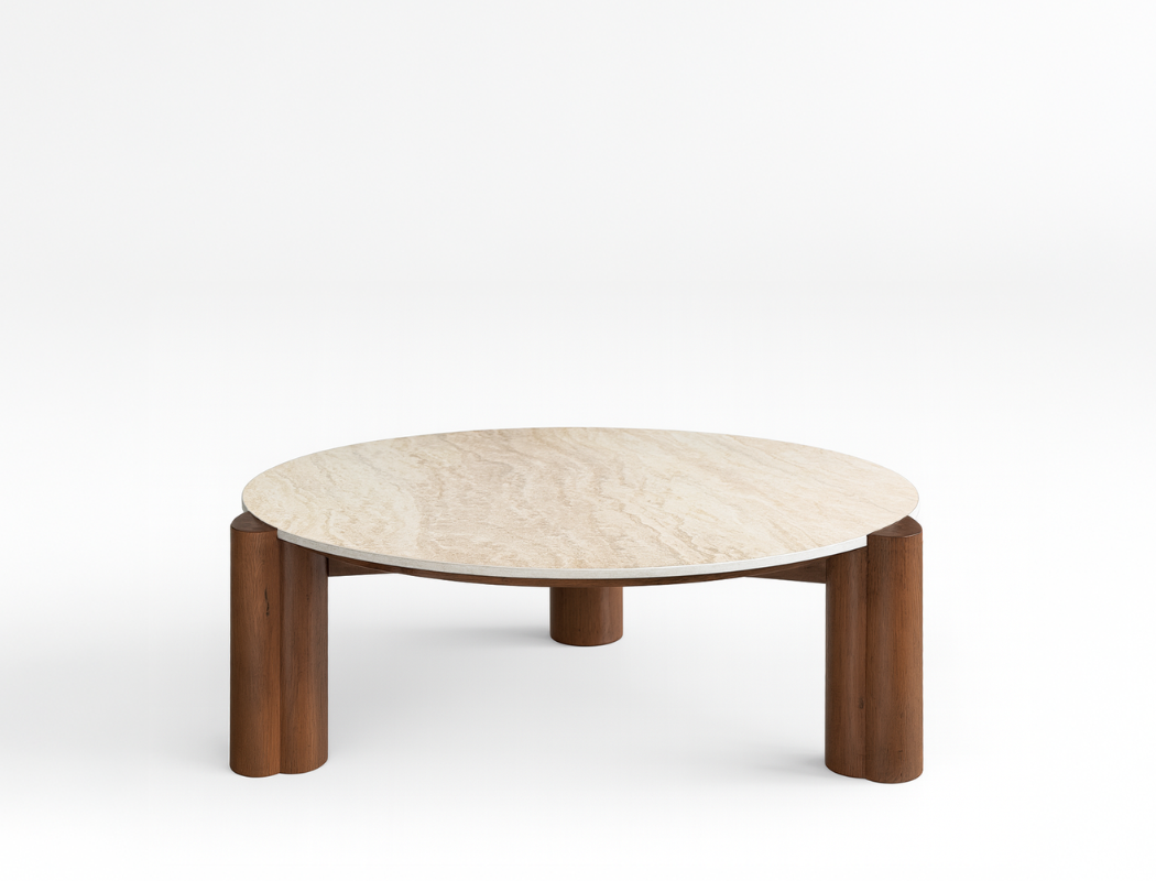 Ellis Travertine Coffee Table, Sintered Stone