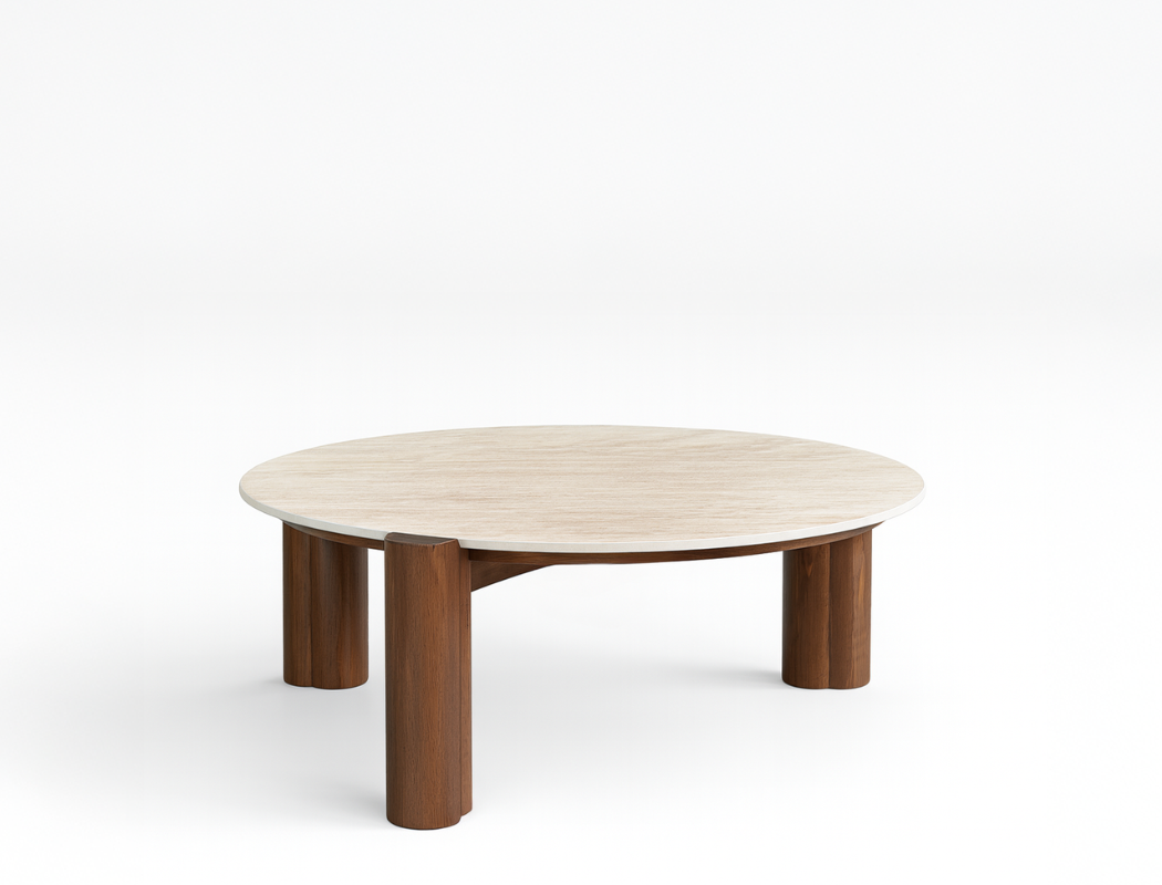 Ellis Travertine Coffee Table, Sintered Stone