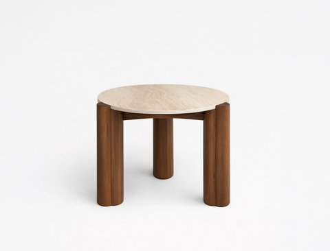 Ellis Travertine Side Table, Sintered Stone