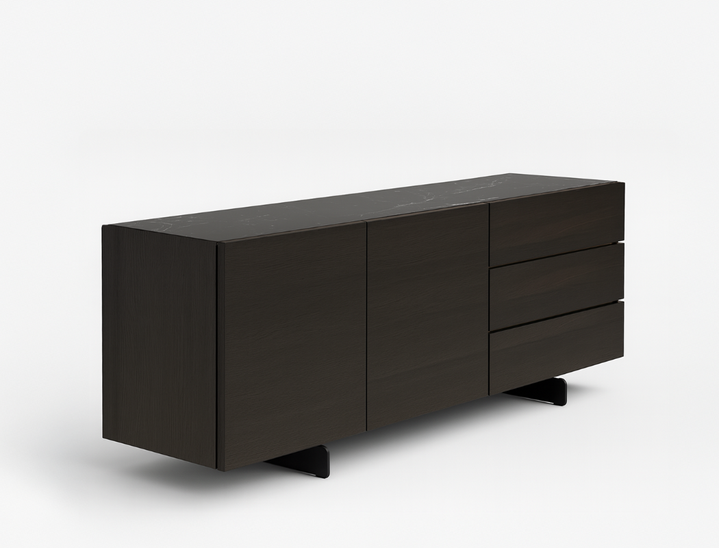 Emilia Wood Sideboard, Smoked Oak