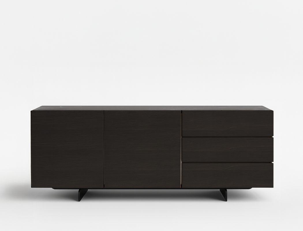 Emilia Wood Sideboard, Smoked Oak