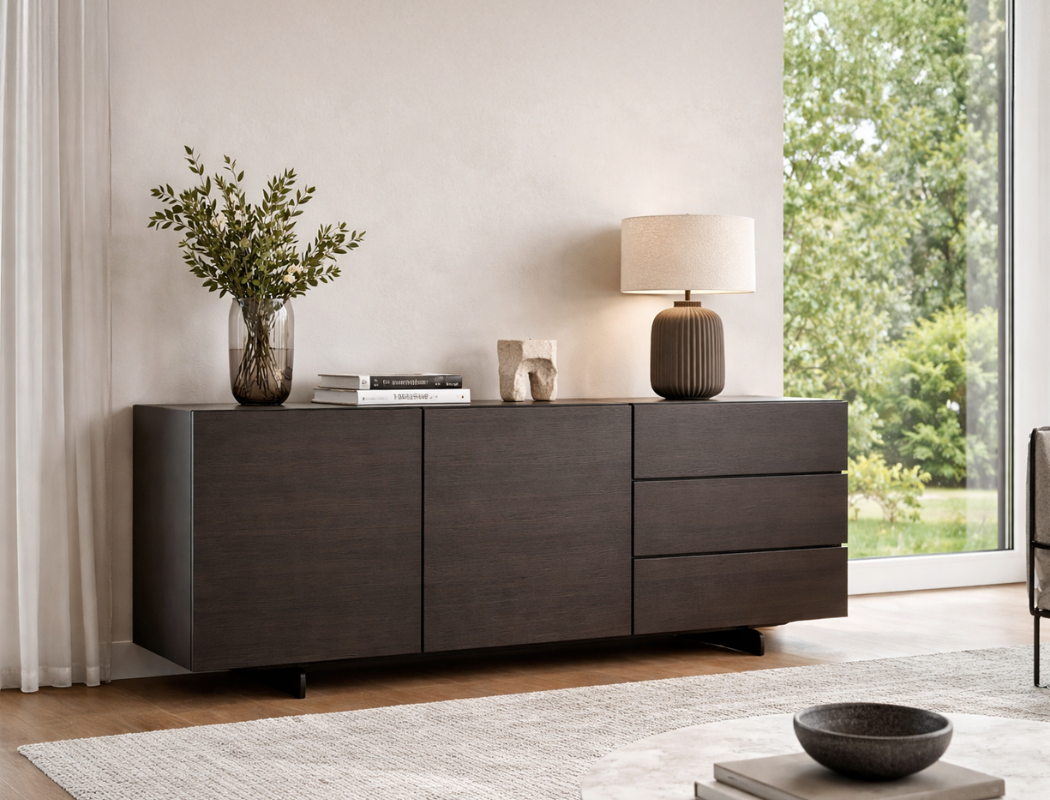 Emilia Wood Sideboard, Smoked Oak