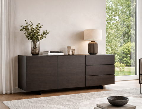 Emilia Wood Sideboard, Smoked Oak
