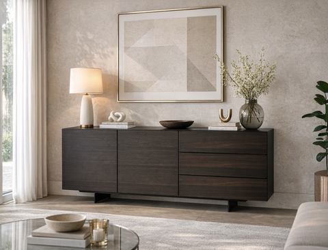 Emilia Wood Sideboard, Smoked Oak