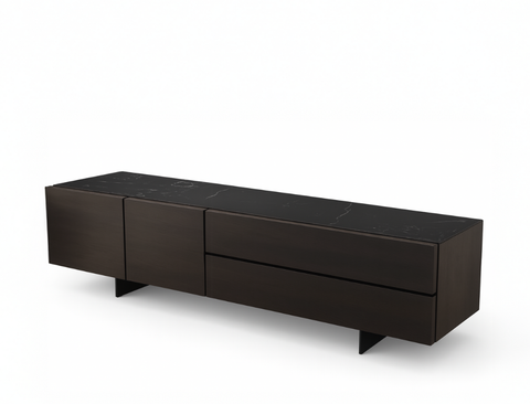 Emilia Wood TV Console, Smoked Oak