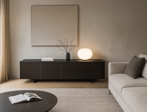 Emilia Wood TV Console, Smoked Oak