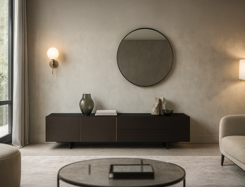 Emilia Wood TV Console, Smoked Oak