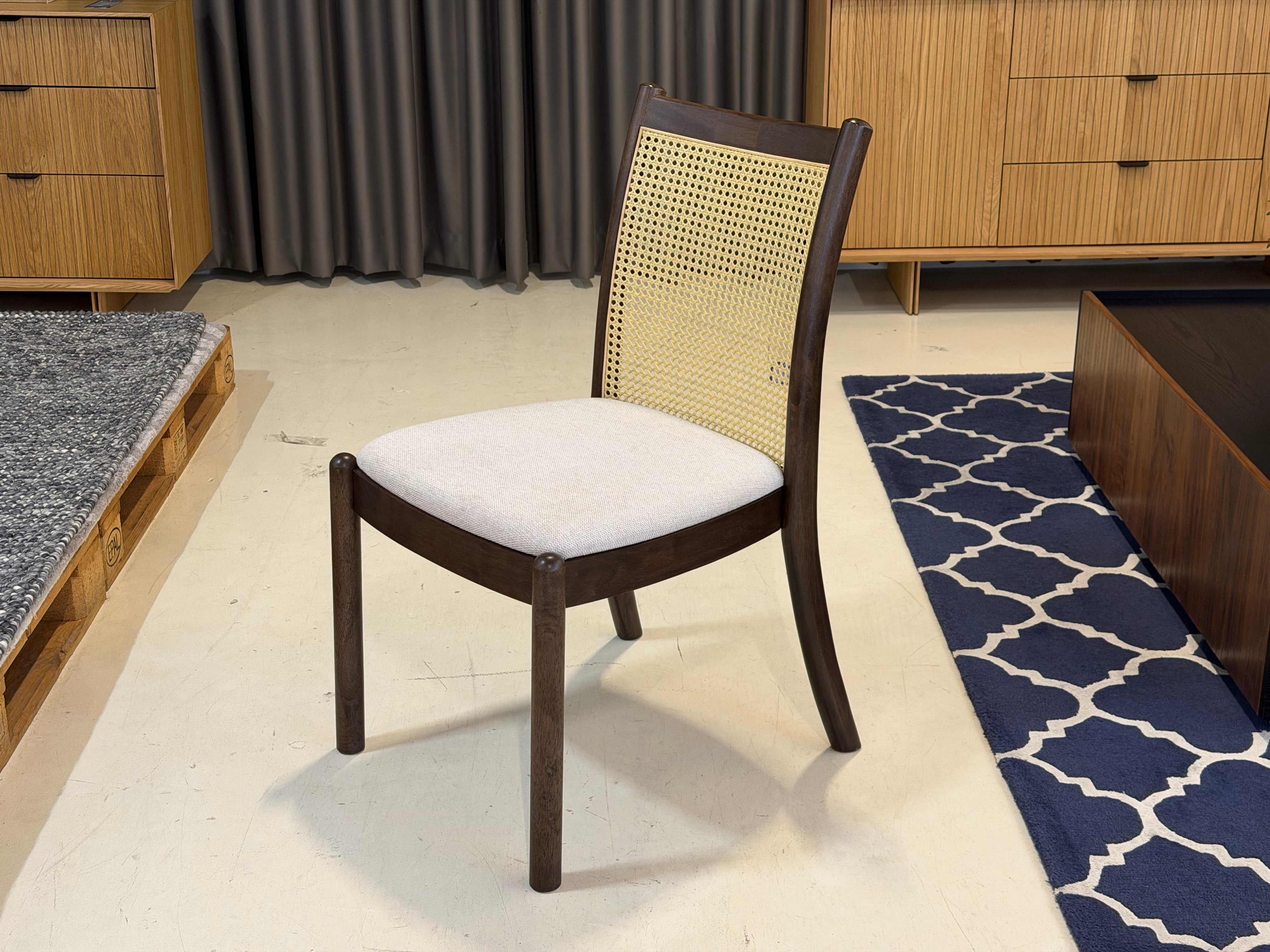 Finn Rattan Dining Chair, Frost White - Water Repellent Fabric