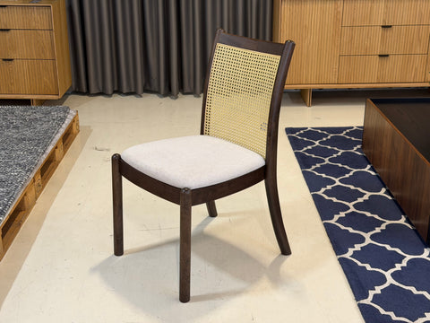 Finn Rattan Dining Chair, Frost White - Water Repellent Fabric