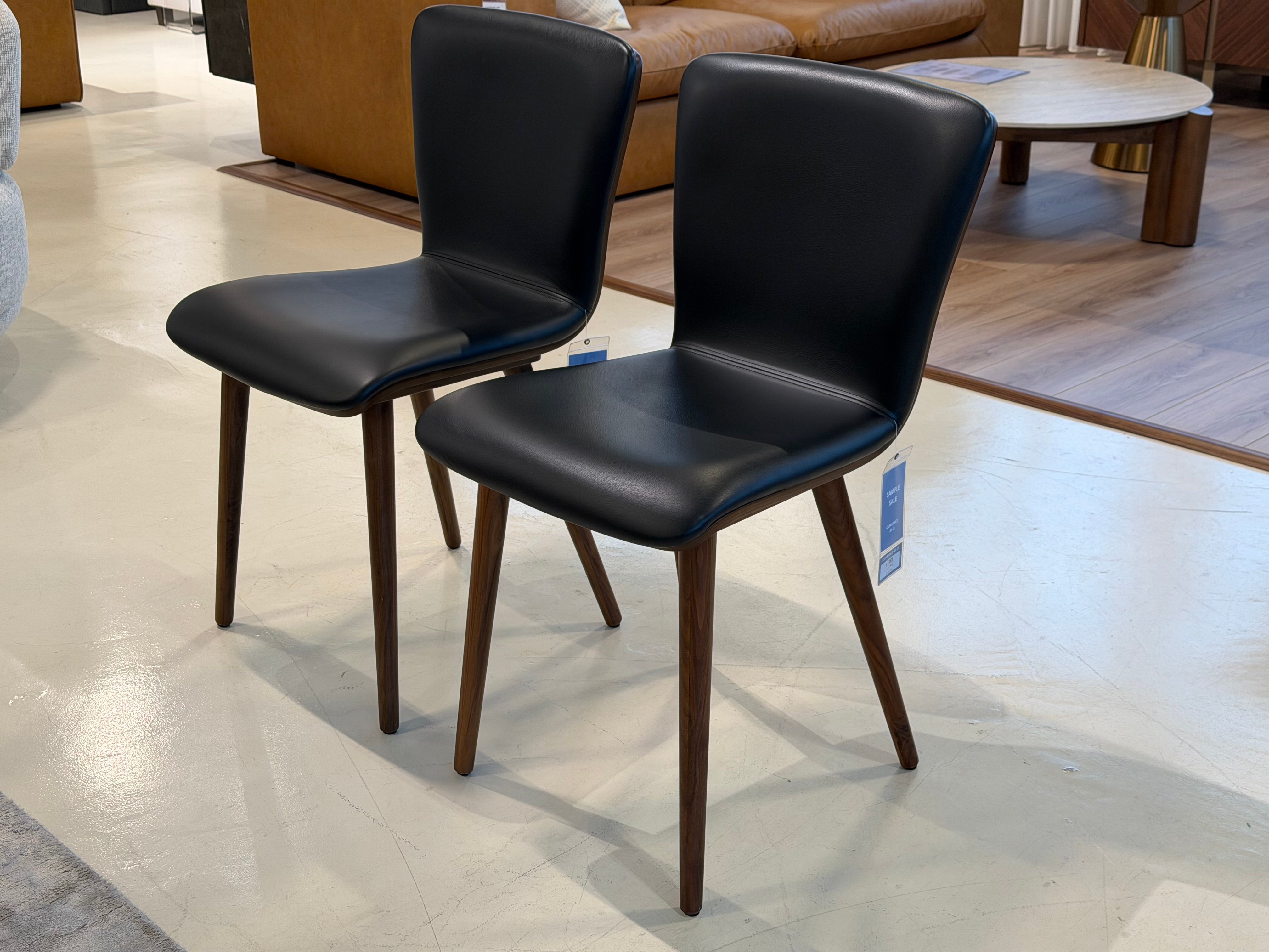 Bo Wood Dining Chair (Top Grain Leather), Black Walnut