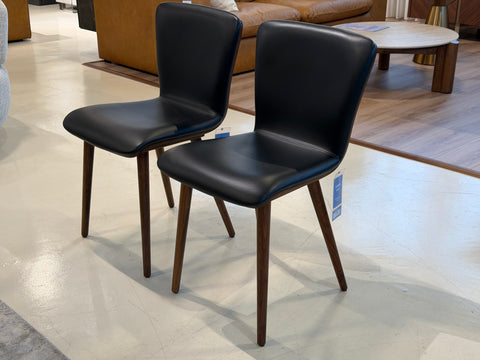 Bo Wood Dining Chair (Top Grain Leather), Black Walnut