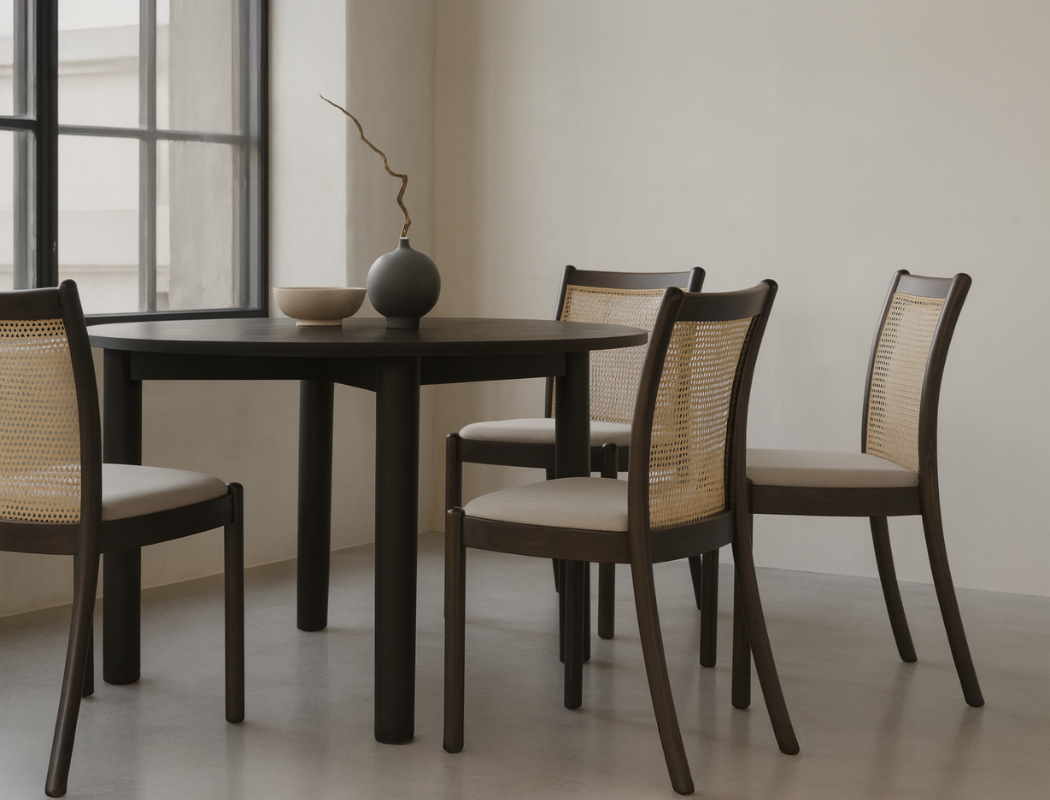 Finn Rattan Dining Chair, Frost White - Water Repellent Fabric