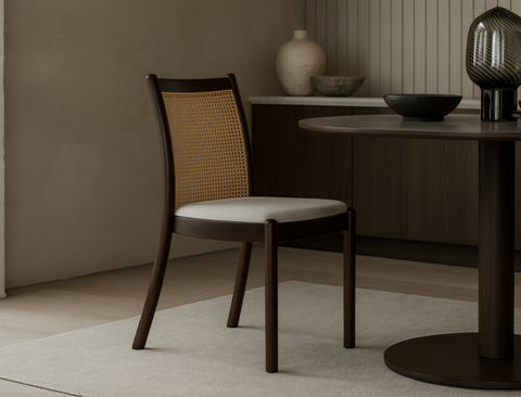 Finn Rattan Dining Chair, Frost White - Water Repellent Fabric