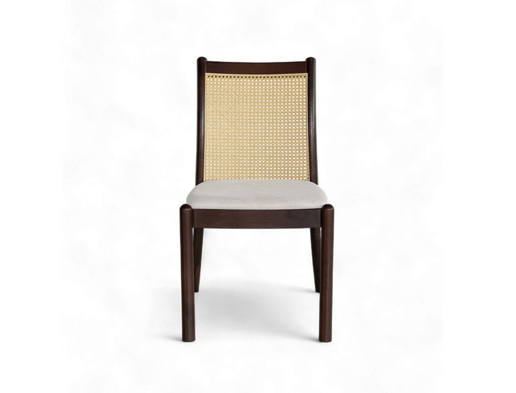Finn Rattan Dining Chair, Frost White - Water Repellent Fabric