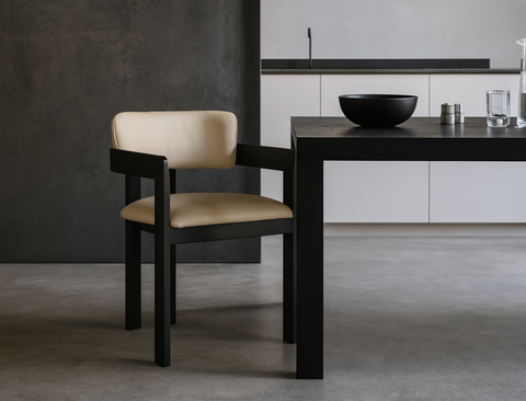 Gustav Dining Arm Chair (Top Grain Leather), Natural