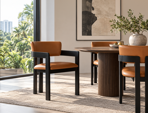 Gustav Dining Arm Chair (Top Grain Leather), Honey Brown