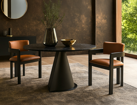 Gustav Dining Arm Chair (Top Grain Leather), Honey Brown