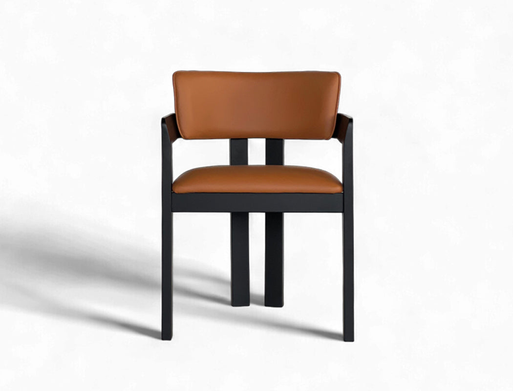 Gustav Dining Arm Chair (Top Grain Leather), Honey Brown