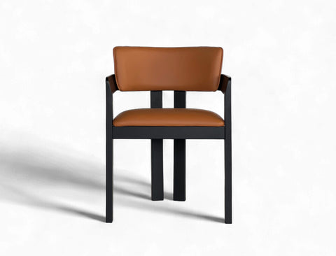 Gustav Dining Arm Chair (Top Grain Leather), Honey Brown