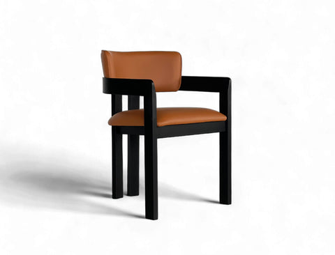 Gustav Dining Arm Chair (Top Grain Leather), Honey Brown