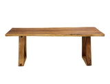 Hudson Suar Live Edge Solid Wood Dining Table, Natural (Customisable Solid Slab Wood)