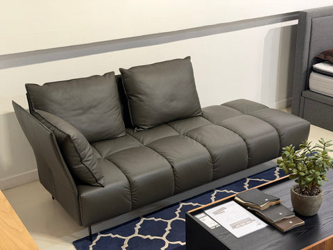 Nico Left Facing Leather Corner Chaise, Dark Grey