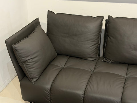 Nico Left Facing Leather Corner Chaise, Dark Grey