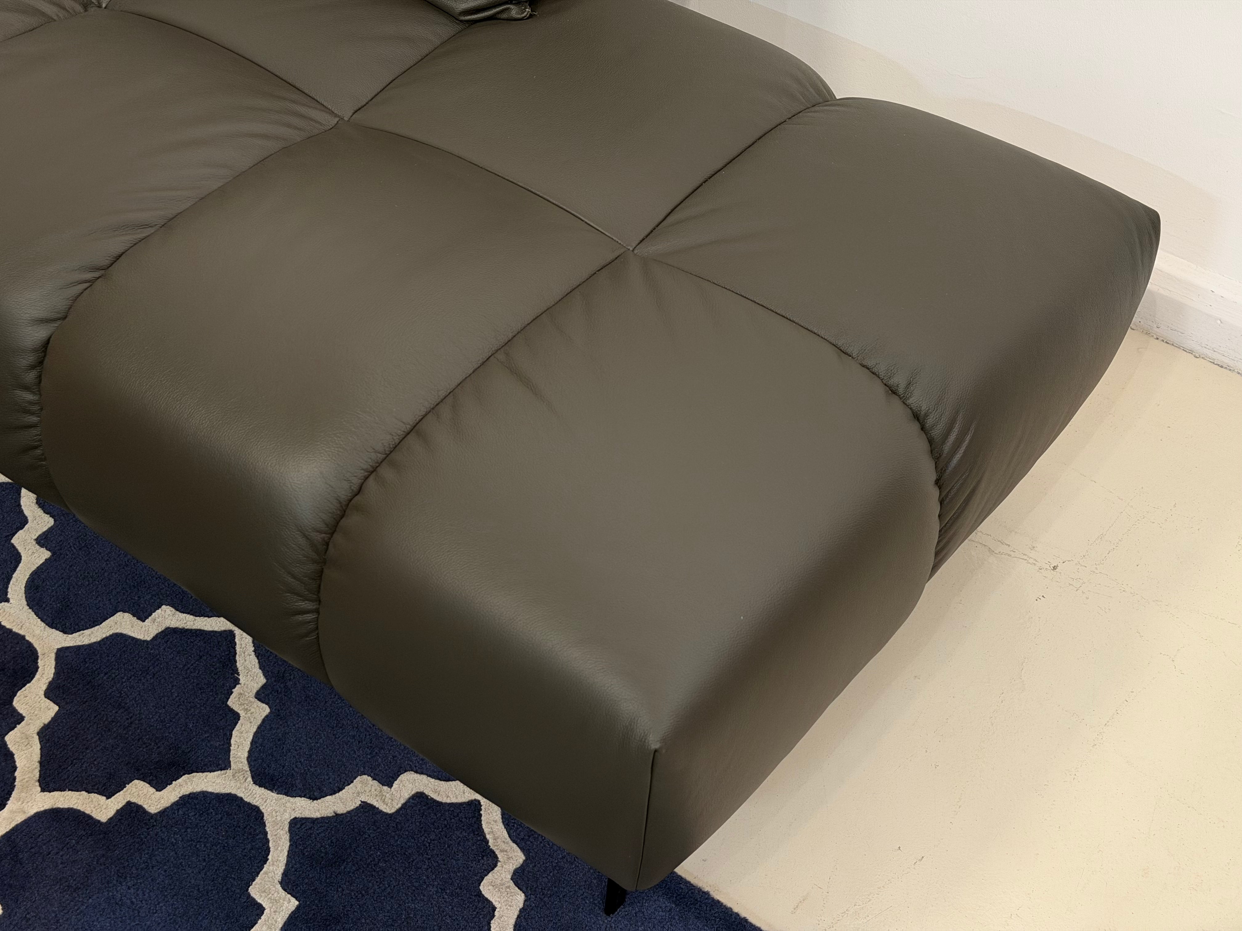Nico Left Facing Leather Corner Chaise, Dark Grey