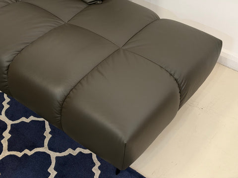 Nico Left Facing Leather Corner Chaise, Dark Grey