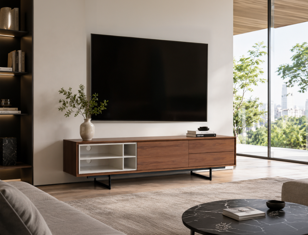 Janson Wood TV Console, American Walnut