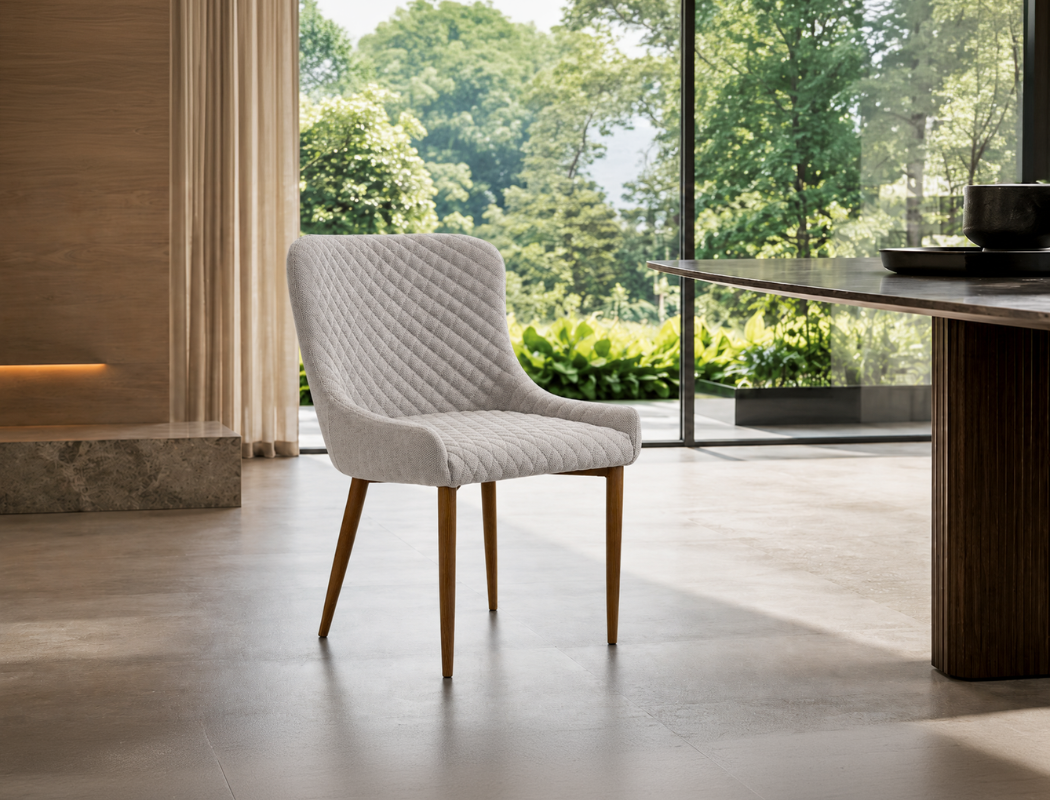 Justina Fabric Dining Chair, Stone Grey