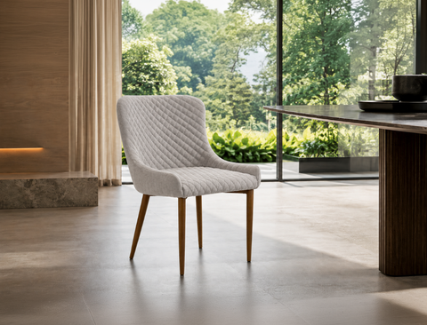 Justina Fabric Dining Chair, Stone Grey