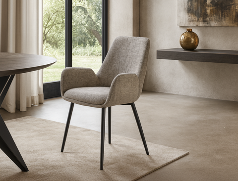 Kinsley Fabric Dining Arm Chair, Toffee - Pet Friendly Fabric