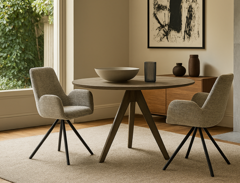 Kinsley Fabric Swivel Dining Arm Chair, Toffee - Pet Friendly Fabric